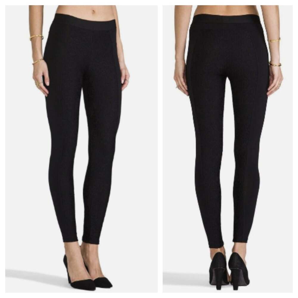 David Lerner Women's Velvet Stretch Ponte Legging Black Size L